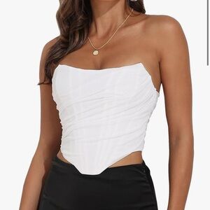 Elegant White Strapless Corset Top